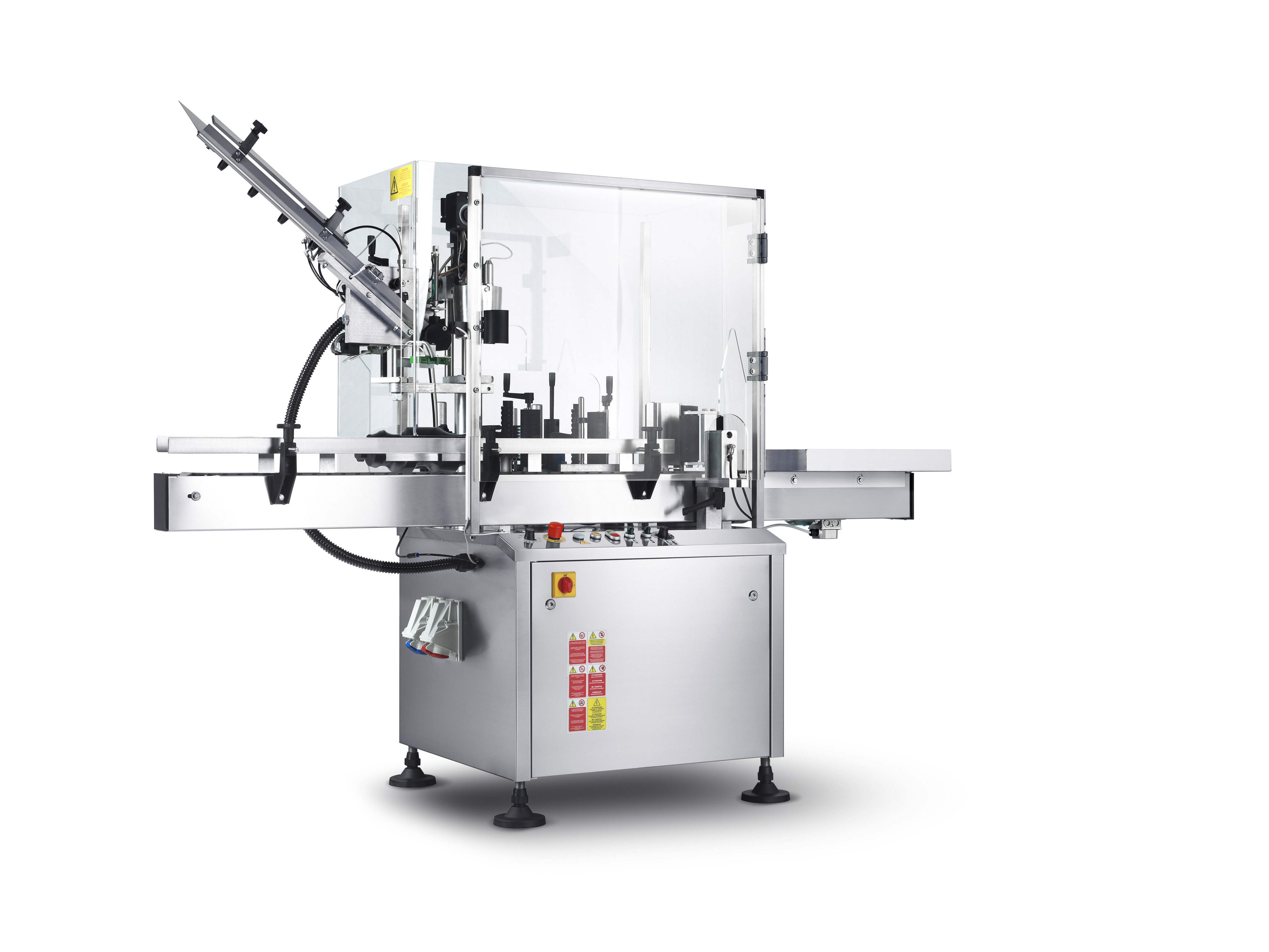 AUTOMATIC LABELLER FOR AUTOADHESIVE LABELS (front/back labels, same reel, cylindrical glass bottles) 1000 BpH